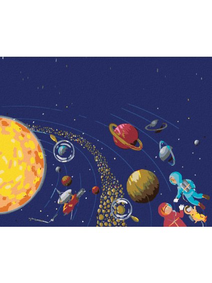Diamantové maľovanie - VESMÍR A KOZMONAUTI (Rámovanie bez rámu a bez vypnutia plátna, Rozmer 40x50 cm)