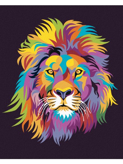 Diamantové maľovanie - FAREBNÝ LEV PORTRÉT III (Rámovanie bez rámu a bez vypnutia plátna, Rozmer 40x50 cm)