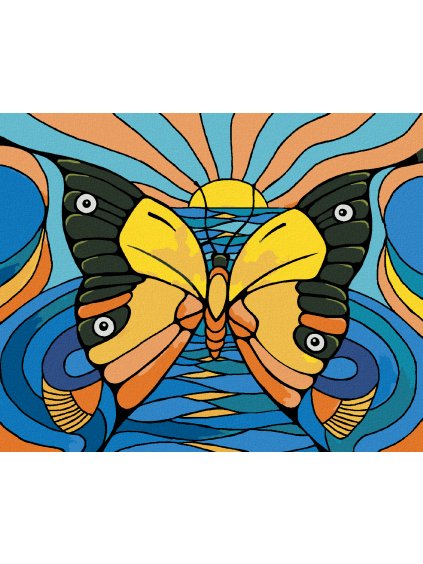 Diamantové maľovanie - MOTÝLIA ILÚZIA S RYBOU A TUKANOM (Rámovanie bez rámu a bez vypnutia plátna, Rozmer 40x50 cm)