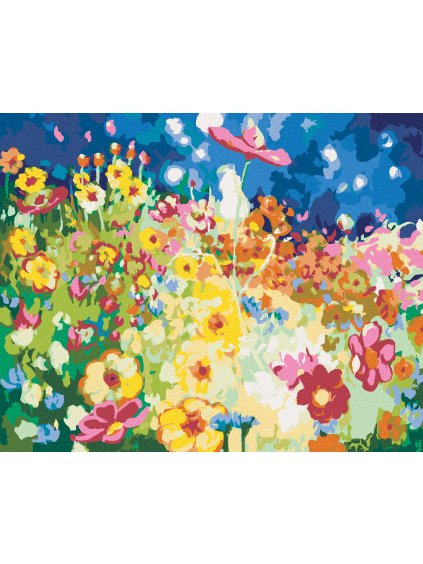 Diamantové maľovanie - FAREBNÉ KVETINOVÉ POLE (Rámovanie bez rámu a bez vypnutia plátna, Rozmer 40x50 cm)