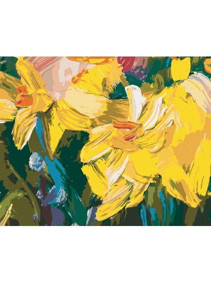 Diamantové maľovanie - ŽLTÉ NARCISY (Rámovanie bez rámu a bez vypnutia plátna, Rozmer 40x50 cm)
