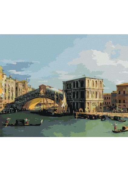 Diamantové maľovanie - MOST RIALTO OD SEVERU (CANALETTO) (Rámovanie bez rámu a bez vypnutia plátna, Rozmer 40x50 cm)