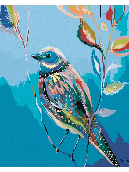 Diamantové maľovanie - MAĽOVANÝ VTÁČIK (Rámovanie bez rámu a bez vypnutia plátna, Rozmer 40x50 cm)