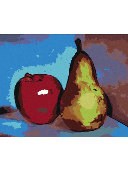 Diamantové maľovanie - JABLKO A HRUŠKA (Rámovanie bez rámu a bez vypnutia plátna, Rozmer 40x50 cm)