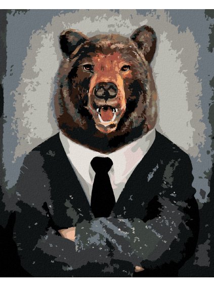 Diamantové maľovanie - MEDVEĎ V OBLEČENÍ (Rámovanie bez rámu a bez vypnutia plátna, Rozmer 40x50 cm)