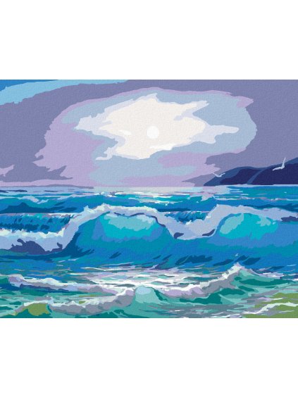 Diamantové maľovanie - VEĽKÉ VLNY (Rámovanie bez rámu a bez vypnutia plátna, Rozmer 40x50 cm)