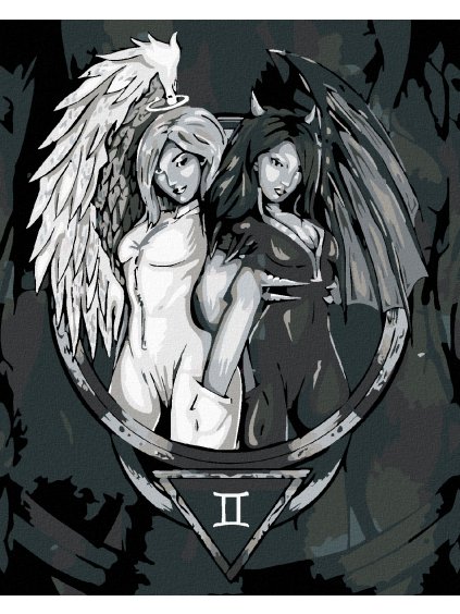 Diamantové maľovanie - GEMINY (Rámovanie bez rámu a bez vypnutia plátna, Rozmer 40x50 cm)