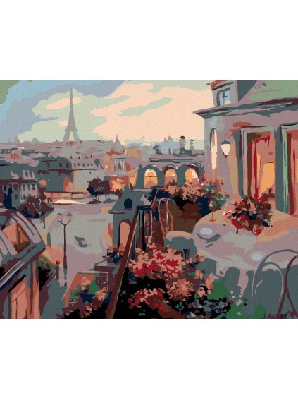 Diamantové maľovanie - PARÍŽ Z BALKÓNA (Rámovanie bez rámu a bez vypnutia plátna, Rozmer 40x50 cm)