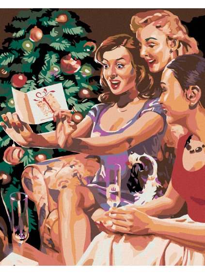 Diamantové maľovanie - VIANOČNÉ PREKVAPENIE (Rámovanie bez rámu a bez vypnutia plátna, Rozmer 40x50 cm)