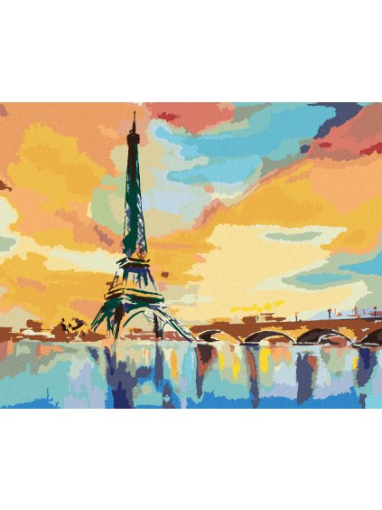 Diamantové maľovanie - EIFFELOVA VEŽA A MOST (Rámovanie bez rámu a bez vypnutia plátna, Rozmer 40x50 cm)