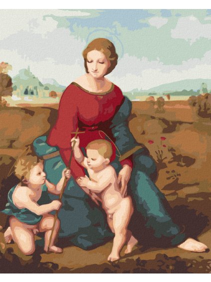 Diamantové maľovanie - MADONA V ZELENI (RAFFAELLO SANTI) (Rámovanie bez rámu a bez vypnutia plátna, Rozmer 40x50 cm)