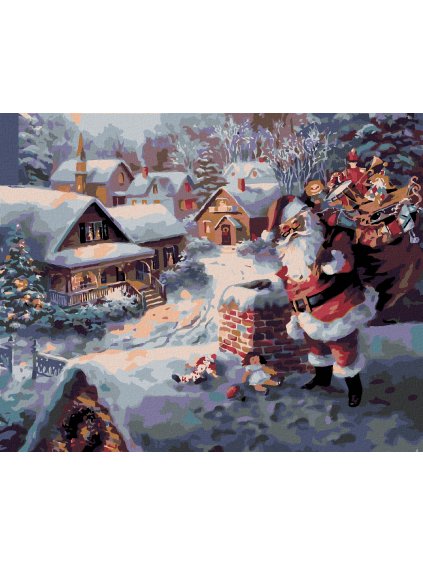 Diamantové maľovanie - SANTA CLAUS S DARČEKMI (Rámovanie bez rámu a bez vypnutia plátna, Rozmer 40x50 cm)