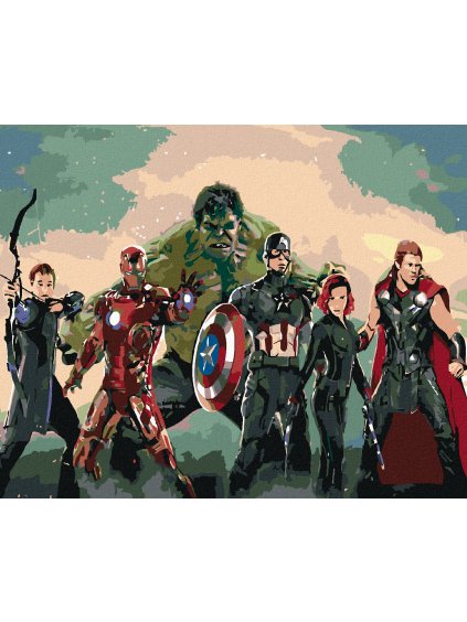 Diamantové maľovanie - AVENGERS ASSEMBLE (Rámovanie bez rámu a bez vypnutia plátna, Rozmer 40x50 cm)