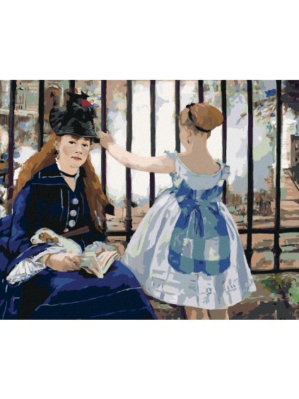 Diamantové maľovanie - PRI ŽELEZNICI (ÉDOUARD MANET) (Rámovanie bez rámu a bez vypnutia plátna, Rozmer 40x50 cm)