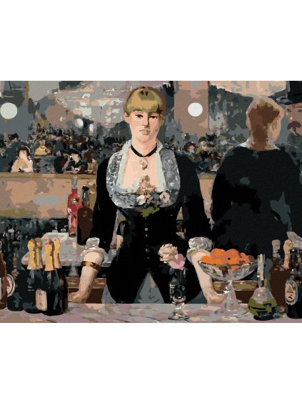 Diamantové maľovanie - BAR VO FOLIES BERGÈRE (ÉDOUARD MANET) (Rámovanie bez rámu a bez vypnutia plátna, Rozmer 40x50 cm)