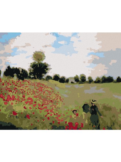 Diamantové maľovanie - VLČIE MAKY (CLAUDE MONET) (Rámovanie bez rámu a bez vypnutia plátna, Rozmer 40x50 cm)