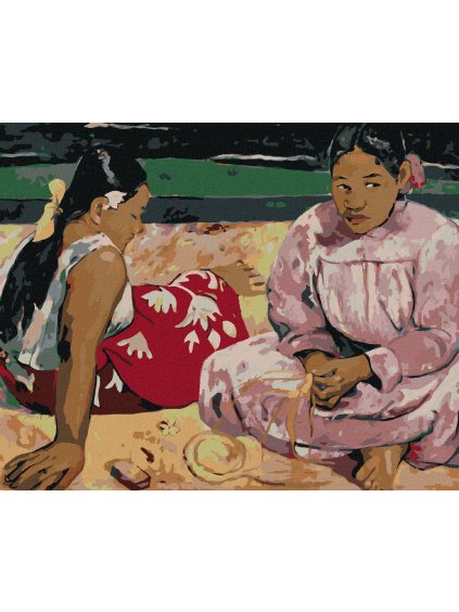 Diamantové maľovanie - TAHIŤANKY NA PLÁŽI (PAUL GAUGUIN) (Rámovanie bez rámu a bez vypnutia plátna, Rozmer 40x50 cm)