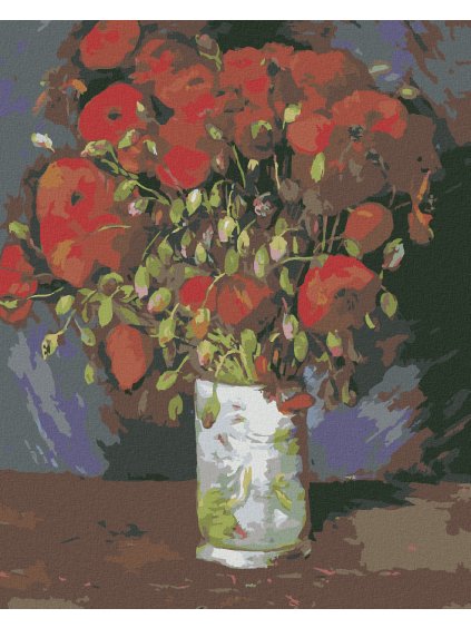 Diamantové maľovanie - VÁZA S MAKOM (VINCENT VAN GOGH) (Rámovanie bez rámu a bez vypnutia plátna, Rozmer 40x50 cm)