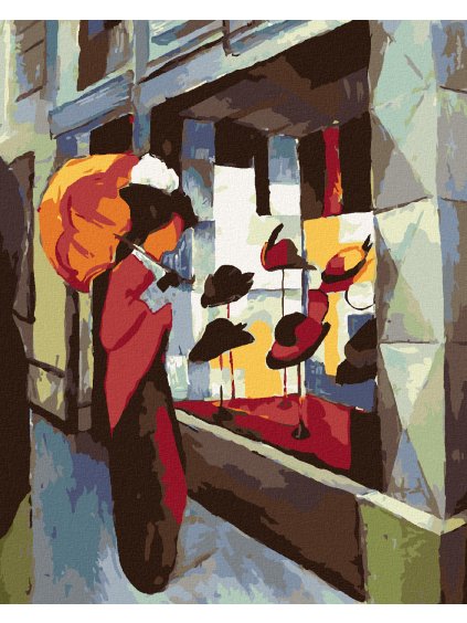 Diamantové maľovanie - OBCHOD S KLOBÚKMI (AUGUST MACKE) (Rámovanie bez rámu a bez vypnutia plátna, Rozmer 40x50 cm)