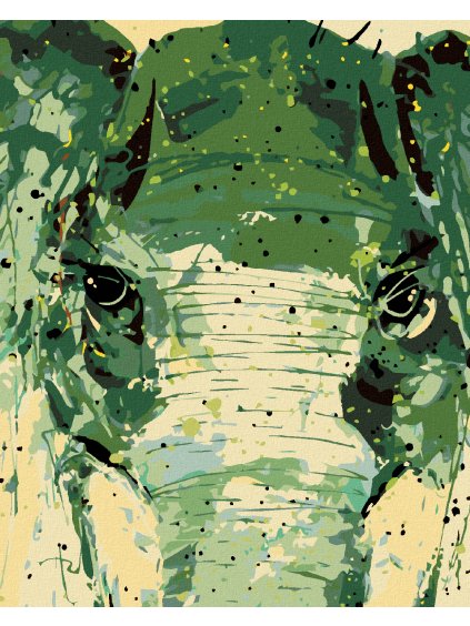 Diamantové maľovanie - MAĽOVANÝ ABSTRAKTNÝ SLON (Rámovanie bez rámu a bez vypnutia plátna, Rozmer 40x50 cm)