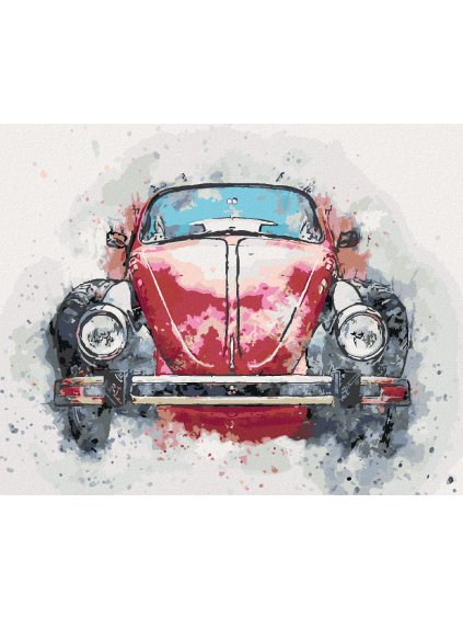 Diamantové maľovanie - STARÉ ČERVENÉ AUTO (Rámovanie bez rámu a bez vypnutia plátna, Rozmer 40x50 cm)