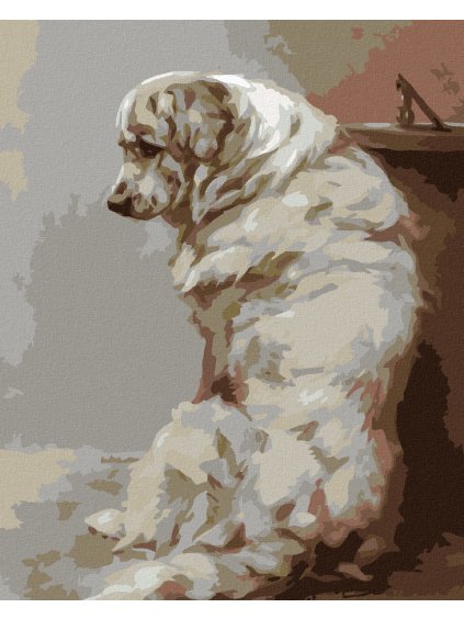 Diamantové maľovanie - VEĽKÝ BIELÝ PES (Rámovanie bez rámu a bez vypnutia plátna, Rozmer 40x50 cm)