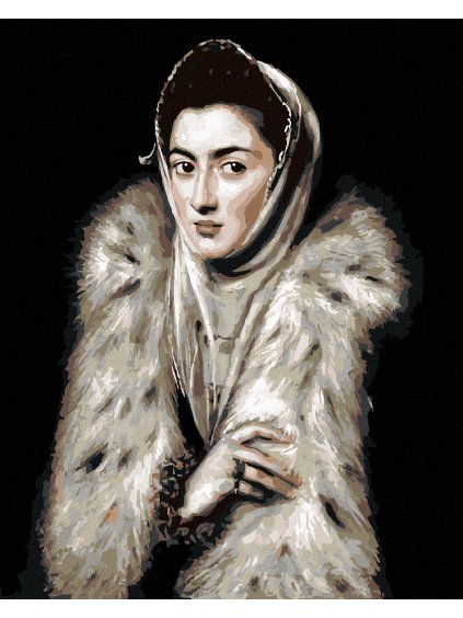 Diamantové maľovanie - DÁMA S KOŽUŠINOVÝM LÍMCOM (EL GRECO) (Rámovanie bez rámu a bez vypnutia plátna, Rozmer 40x50 cm)