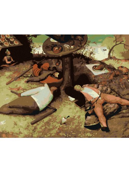 Diamantové maľovanie - V ZEMI PECIVÁLOV (PIETER BRUEGEL) (Rámovanie bez rámu a bez vypnutia plátna, Rozmer 40x50 cm)