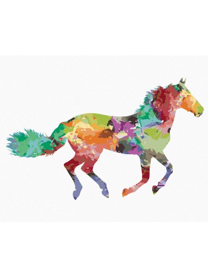 Diamantové maľovanie - FAREBNÝ KÔŇ V BEHU (Rámovanie bez rámu a bez vypnutia plátna, Rozmer 40x50 cm)