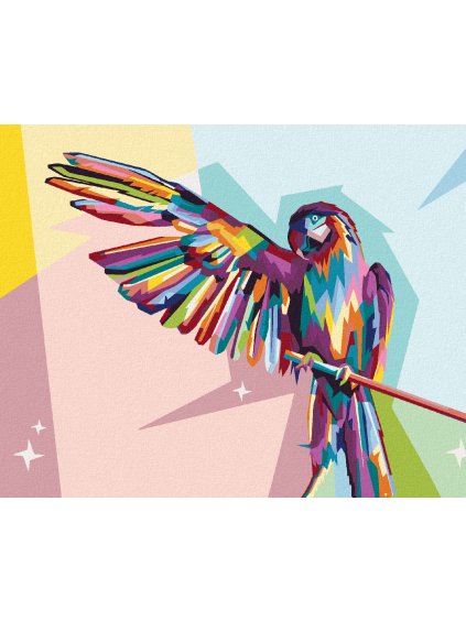 Diamantové maľovanie - FAREBNÝ PAPAGÁJ NA KONÁRI (Rámovanie bez rámu a bez vypnutia plátna, Rozmer 40x50 cm)