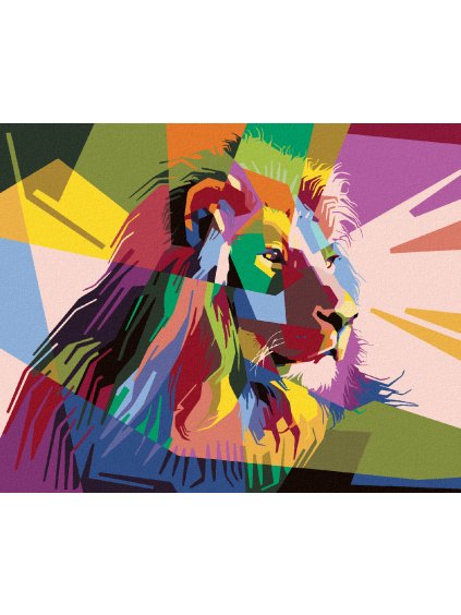 Diamantové maľovanie - FAREBNÝ LEV Z BOKU (Rámovanie bez rámu a bez vypnutia plátna, Rozmer 40x50 cm)