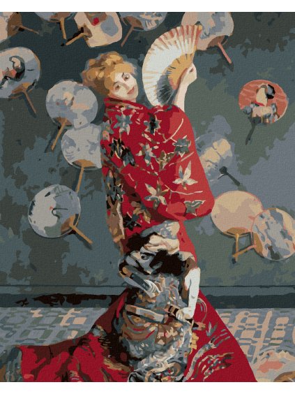 Diamantové maľovanie - PANI MONETOVÁ V JAPONSKOM KIMONE (CLAUDE MONET) (Rámovanie bez rámu a bez vypnutia plátna, Rozmer 40x50 cm)