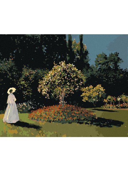 Diamantové maľovanie - ŽENA V ZÁHRADE (CLAUDE MONET) (Rámovanie bez rámu a bez vypnutia plátna, Rozmer 40x50 cm)