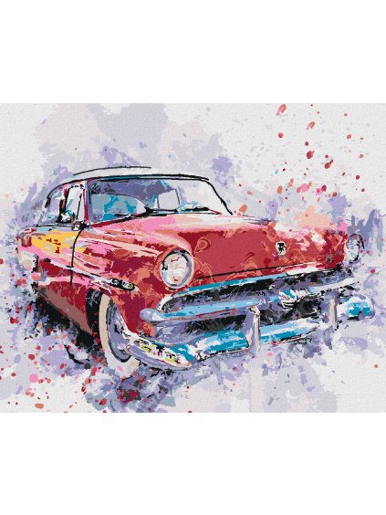 Diamantové maľovanie - ČERVENÉ MAĽOVANÉ AUTO (Rámovanie bez rámu a bez vypnutia plátna, Rozmer 40x50 cm)