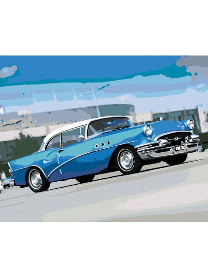 Diamantové maľovanie - STARŠIE MODRÉ AUTO (Rámovanie bez rámu a bez vypnutia plátna, Rozmer 40x50 cm)