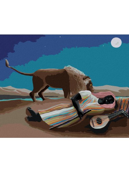 Diamantové maľovanie - SPIACA CIGÁNKA (H. ROUSSEAU) (Rámovanie bez rámu a bez vypnutia plátna, Rozmer 40x50 cm)