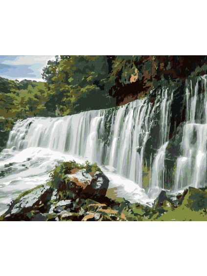 Diamantové maľovanie - VODOPÁD V ANGLICKU (Rámovanie bez rámu a bez vypnutia plátna, Rozmer 40x50 cm)