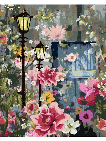 Diamantové maľovanie - JARNÉ KVETY NA ULICI (Rámovanie bez rámu a bez vypnutia plátna, Rozmer 40x50 cm)