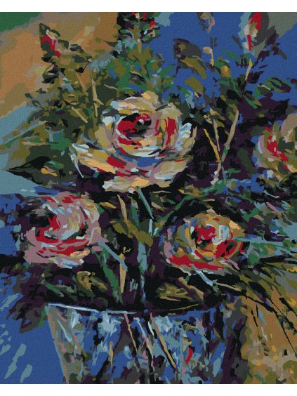 Diamantové maľovanie - RUŽA V KYBLÍKU (Rámovanie bez rámu a bez vypnutia plátna, Rozmer 40x50 cm)