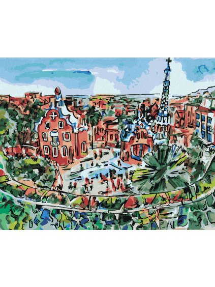 Diamantové maľovanie - FAREBNÁ BARCELONA (Rámovanie bez rámu a bez vypnutia plátna, Rozmer 40x50 cm)