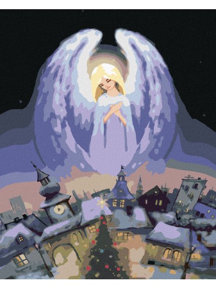 Diamantové maľovanie - ANJEL NAD MESTOM (Rámovanie bez rámu a bez vypnutia plátna, Rozmer 40x50 cm)