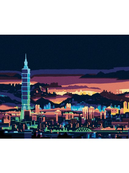 Diamantové maľovanie - KRÁSNE NOČNÉ MESTO (Rámovanie bez rámu a bez vypnutia plátna, Rozmer 40x50 cm)