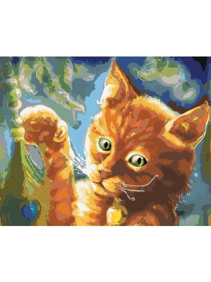 Diamantové maľovanie - FANTASY ORANŽOVÁ MAČKA (Rámovanie bez rámu a bez vypnutia plátna, Rozmer 40x50 cm)
