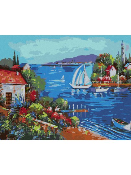 Diamantové maľovanie - MORSKÁ ZÁTOKA (Rámovanie bez rámu a bez vypnutia plátna, Rozmer 40x50 cm)