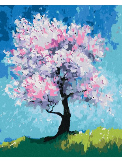 Diamantové maľovanie - KVITNÚCA ČEREŠŇA (Rámovanie bez rámu a bez vypnutia plátna, Rozmer 40x50 cm)