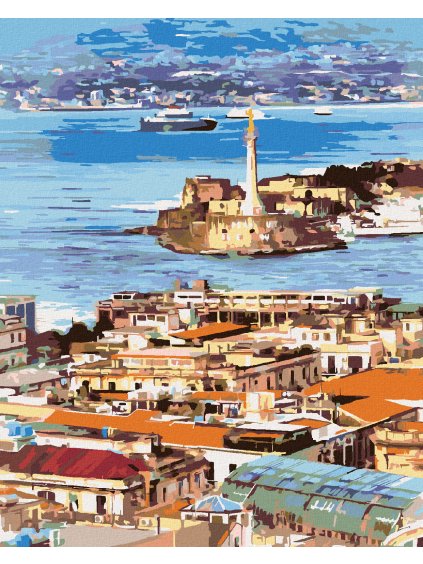 Diamantové maľovanie - PANORAMA MESTA MESSINA (Rámovanie bez rámu a bez vypnutia plátna, Rozmer 40x50 cm)