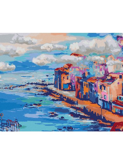 Diamantové maľovanie - MRAČIKY NAD MESTOM (Rámovanie bez rámu a bez vypnutia plátna, Rozmer 40x50 cm)