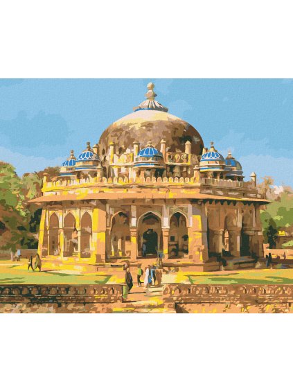 Diamantové maľovanie - HROBKY ISA KHAN NIAZI V INDII (Rámovanie bez rámu a bez vypnutia plátna, Rozmer 40x50 cm)