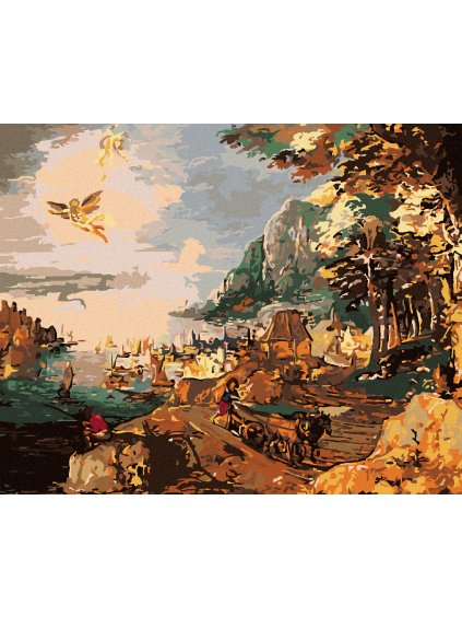 Diamantové maľovanie - KRAJINA S PÁDOM IKARA (JOOS DE MOMPER ML) (Rámovanie bez rámu a bez vypnutia plátna, Rozmer 40x50 cm)