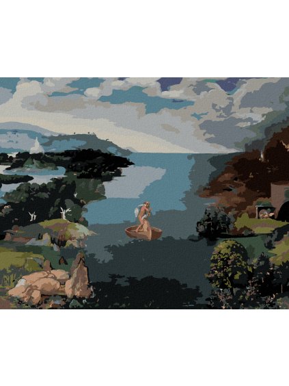 Diamantové maľovanie - KRAJINA S CHARÓNOM PREKRAČUJÚCIM STYX (JOACHIM PATINIR) (Rámovanie bez rámu a bez vypnutia plátna, Rozmer 40x50 cm)